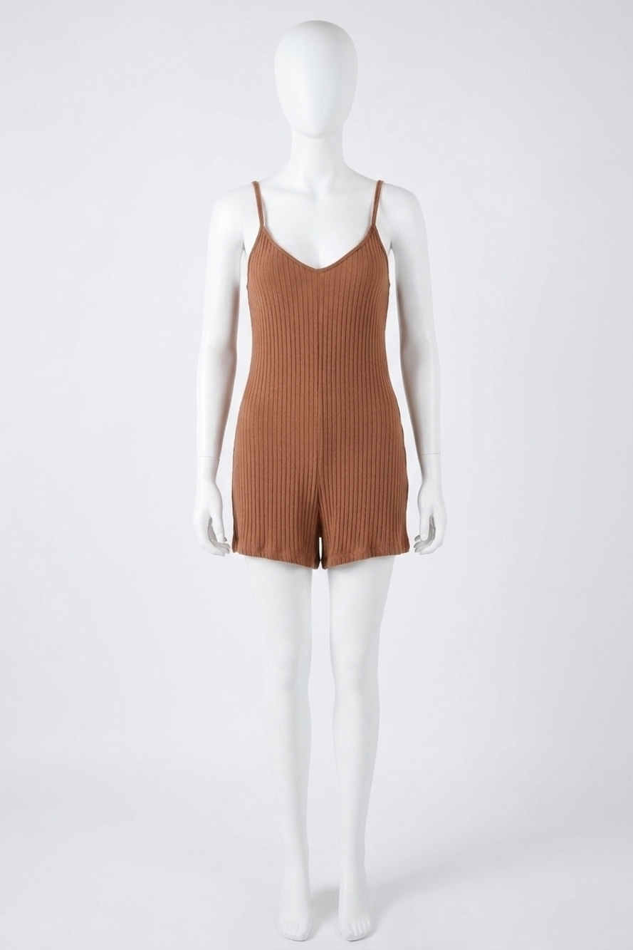 NEW PROJECT SOCIAL T best coast rib romper in desert terra